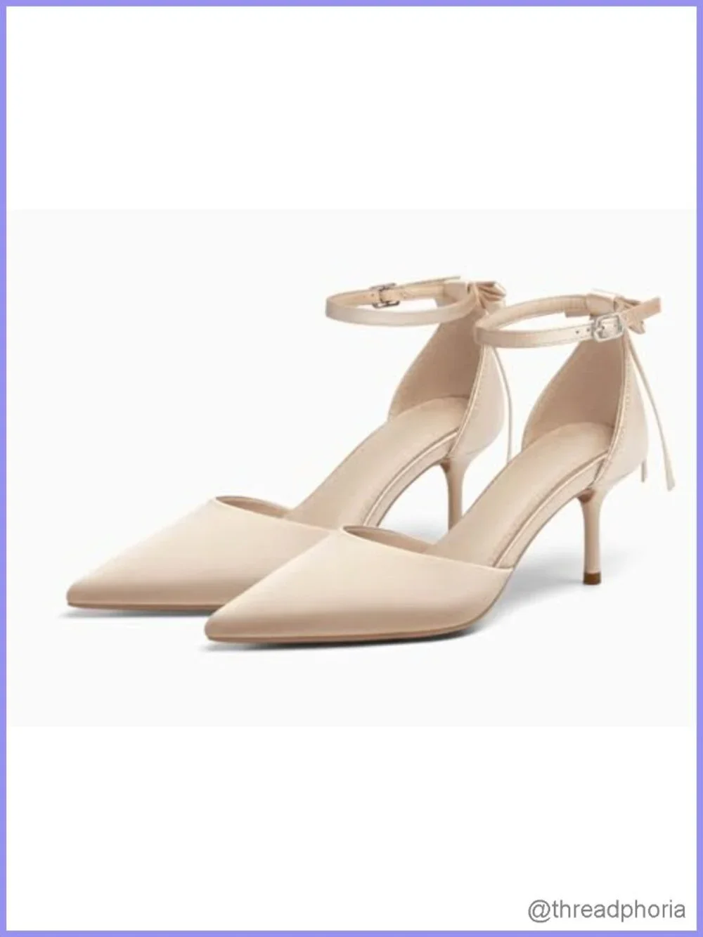 Coutgo Women's Kitten Heel Pumps Pointed Toe Ankle Strap Bow Dress Shoes